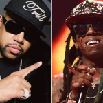 Pimp C in a Trill hat and Lil Wayne performing, side by side for the 3 Way Freak single produced by Mr. Lee