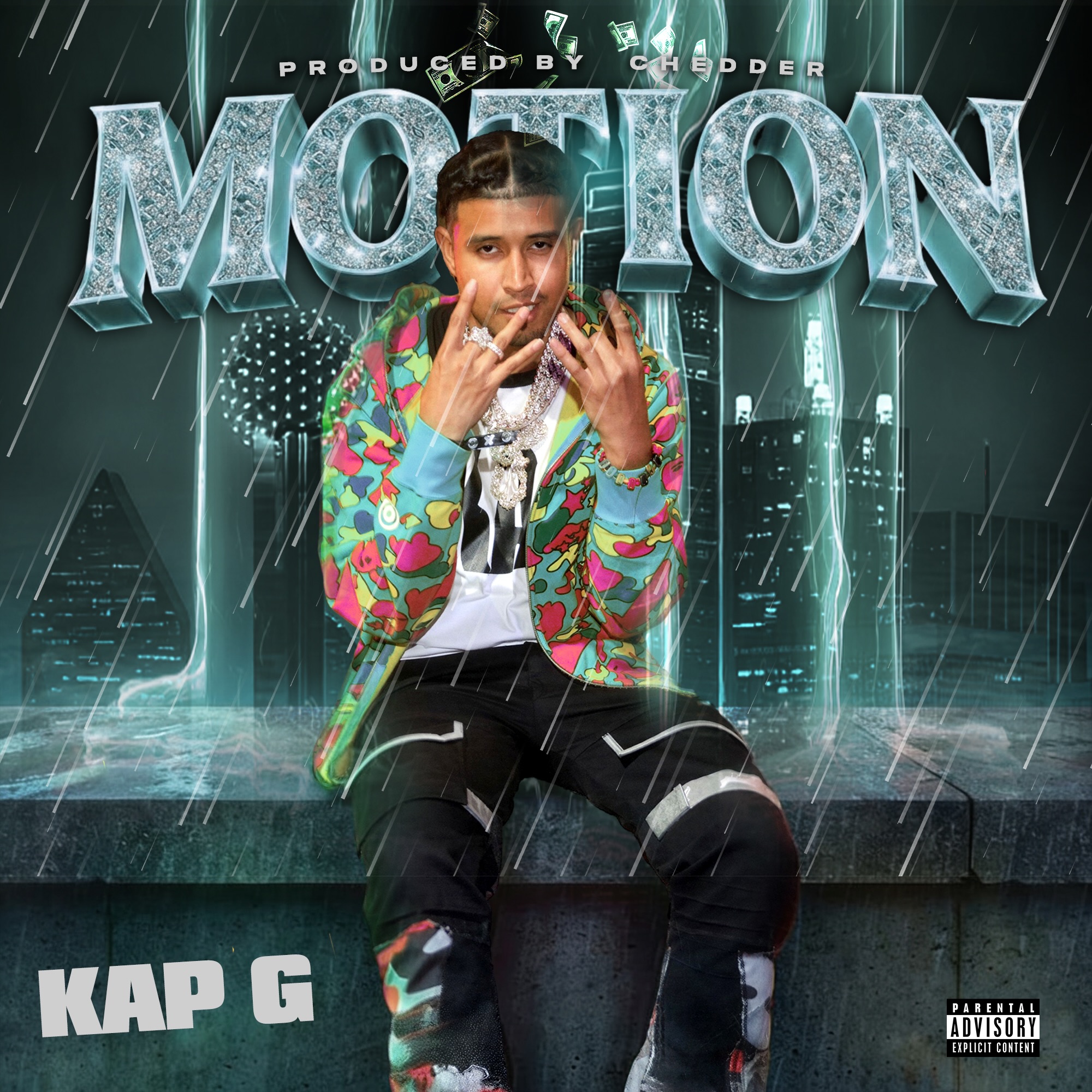 Kap G Motion cover art produced by Chedder, artwork by Danielgotskillz